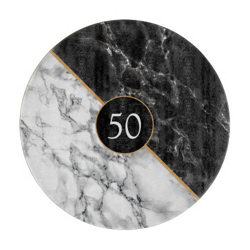 Trendy Black  White Marble Stone Your Age Letter Cutting Board