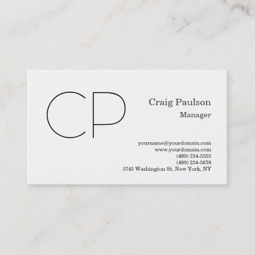 Trendy Black White Minimalist Modern Monogram Business Card