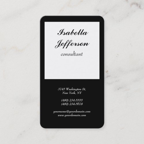 Trendy Black White Modern Minimalist Professional Business Card