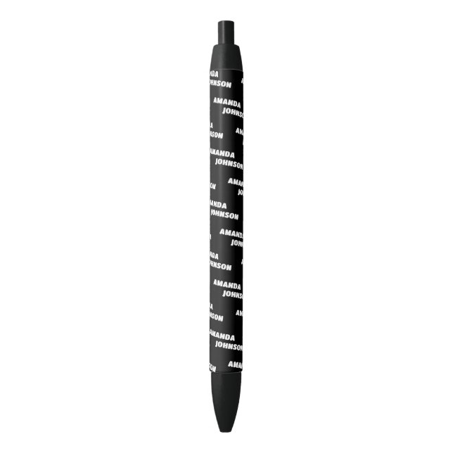 Trendy Black & White Monogram Script Name Pattern Pen (Front Vertical)