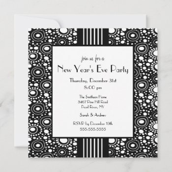 Trendy Black & White New Year's Eve Invitation by celebrateitinvites at Zazzle