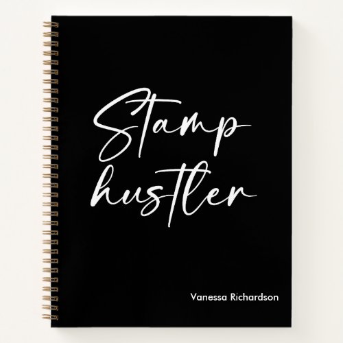 Trendy Black  White Notary Stamp Hustler Script Notebook