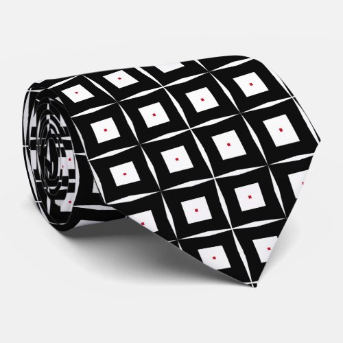 Trendy Black  White Op Art Geometric Pattern Neck Tie