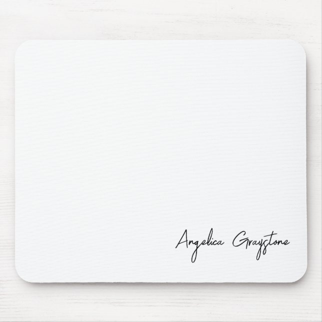 Trendy Black & White Personalized Name Mouse Pad (Front)