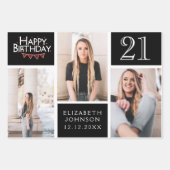 Trendy Black White Photo Collage 21st Birthday Wrapping Paper Sheets (Front)
