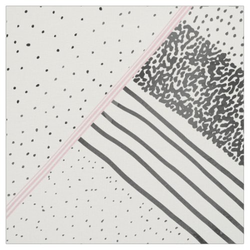 Trendy black white pink stripes dots pattern fabric