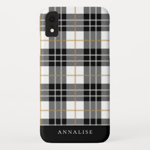 Trendy Black / White Plaid Pattern iPhone XR Case