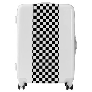 Trendy Black White Plaid Suitcase