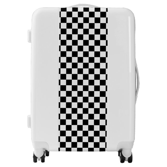 Trendy Black White Plaid Suitcase (Front)