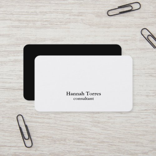 Trendy Black  White Plain Creative Modern Business Card