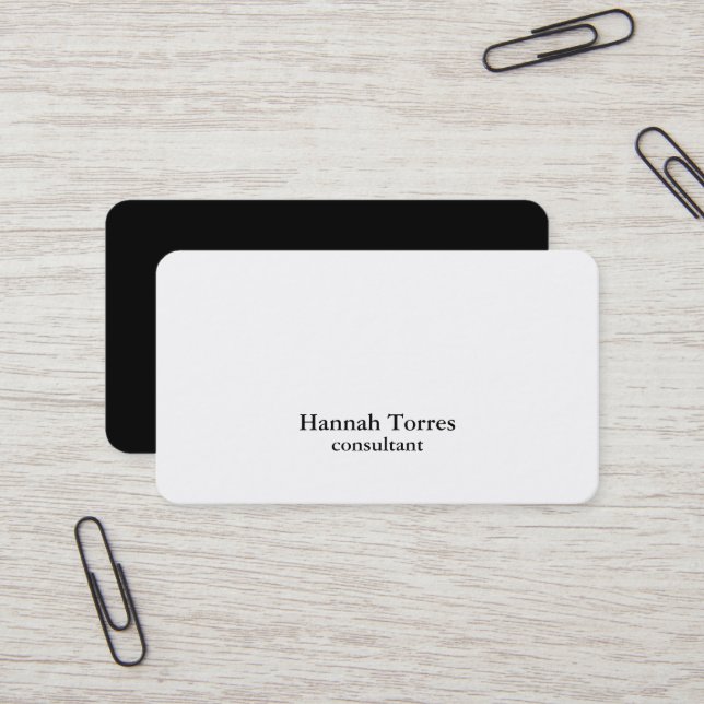 Trendy Black & White Plain Creative Modern Business Card (Front/Back In Situ)