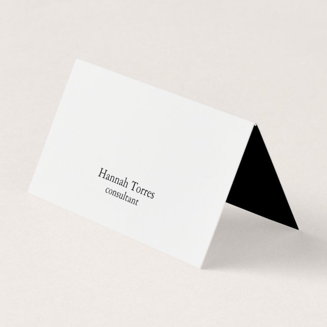 Trendy Black & White Plain Creative Modern Business Card (Front)