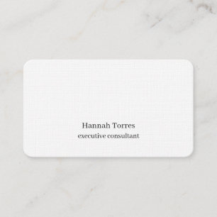 Trendy Black & White Plain Creative Modern Linen Business Card