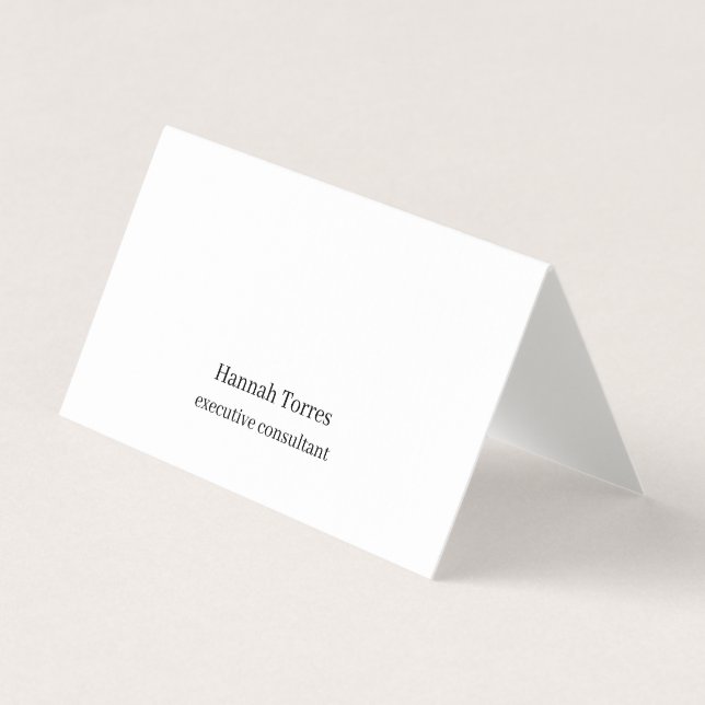 Trendy Black & White Plain Creative Modern Linen Business Card (Front)