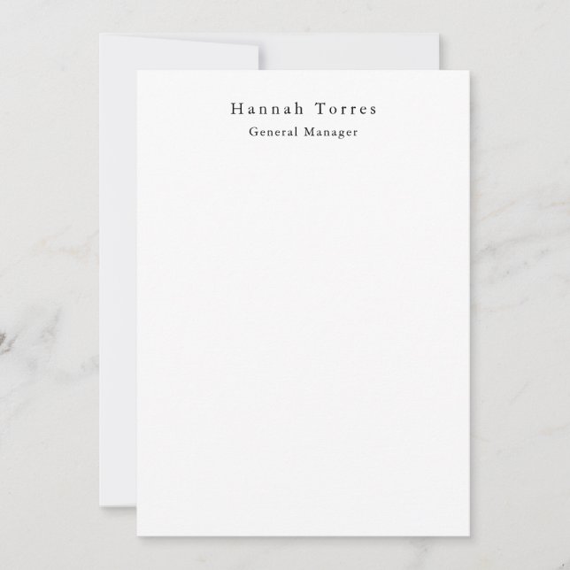 Trendy Black & White Plain Creative Modern Note Card (Front)