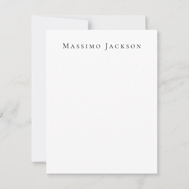 Trendy Black & White Plain Creative Modern Note Card (Front)
