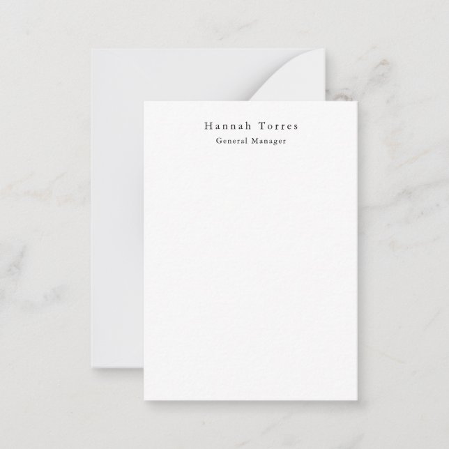 Trendy Black & White Plain Creative Modern Note Card (Front)