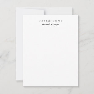 Trendy Black & White Plain Creative Modern Note Card