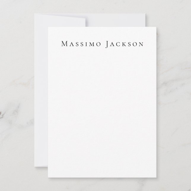 Trendy Black & White Plain Creative Modern Note Card (Front)