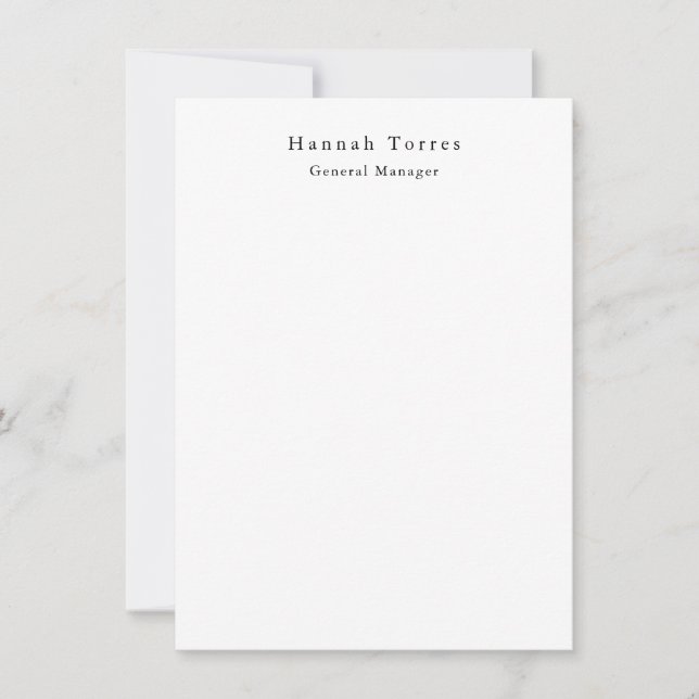 Trendy Black & White Plain Creative Modern Note Card (Front)