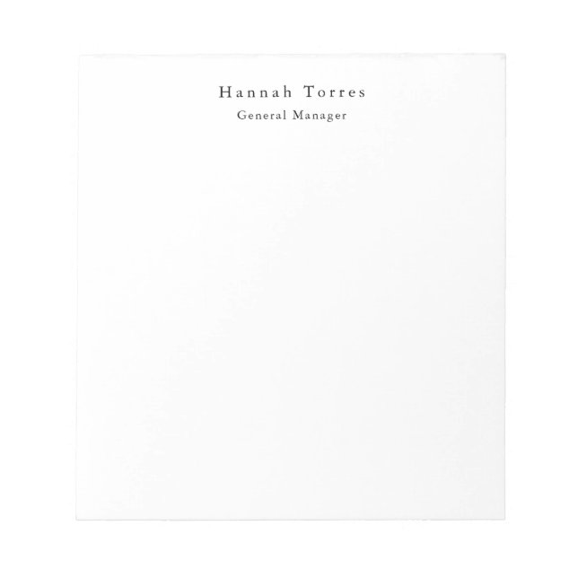 Trendy Black & White Plain Creative Modern Notepad (Front)