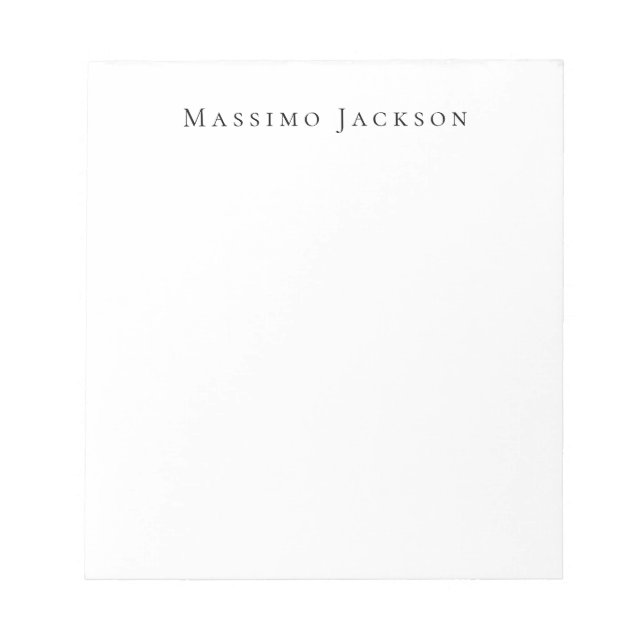 Trendy Black & White Plain Creative Modern Notepad (Front)