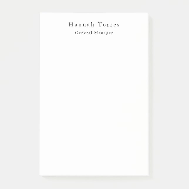 Trendy Black & White Plain Creative Modern Post-it Notes (Front)