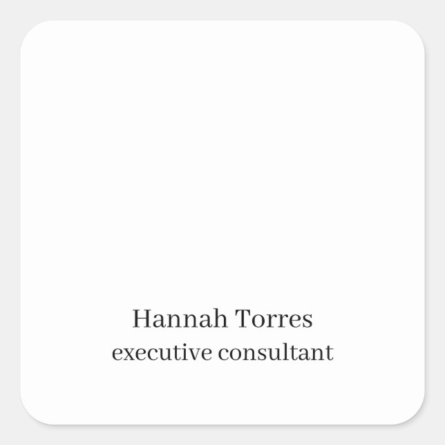 Trendy Black & White Plain Creative Modern  Square Sticker (Front)