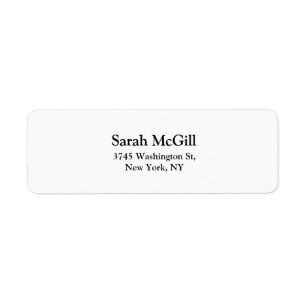 Trendy Black & White Plain Elegant Modern Legible Label