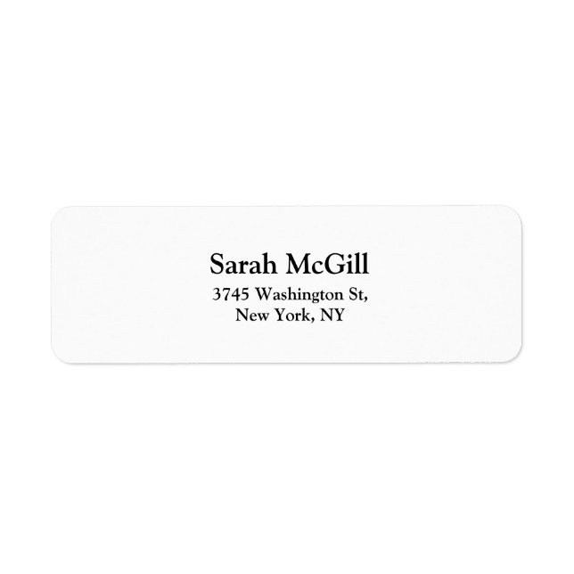 Trendy Black & White Plain Elegant Modern Legible Label (Front)