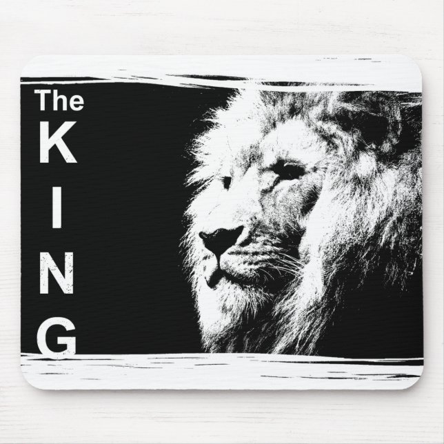 Trendy Black White Pop Art Lion Head Template Mouse Pad (Front)