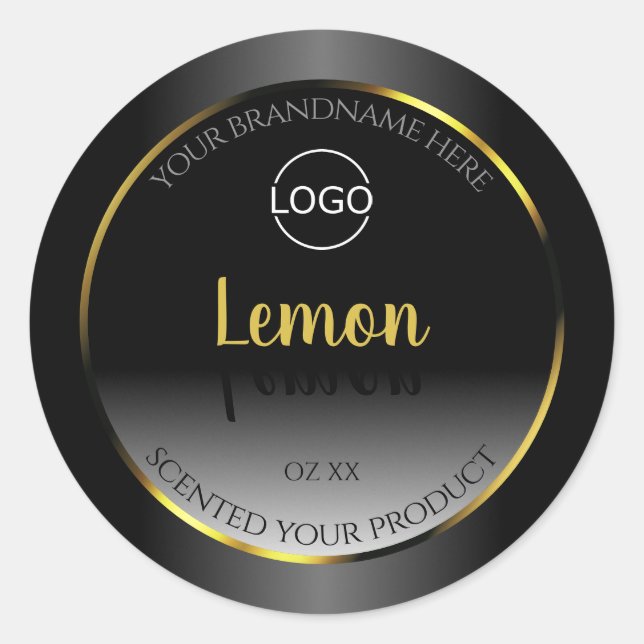 Trendy Black White Product Labels Gold Frame Logo (Front)