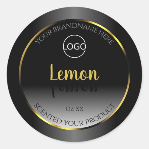 Trendy Black White Product Labels Gold Frame Logo
