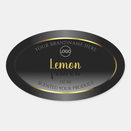 Trendy Black White Product Labels Gold Frame Logo