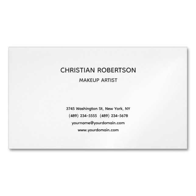 Trendy Black White Professional Stylish Modern Business Card Magnet (Front)