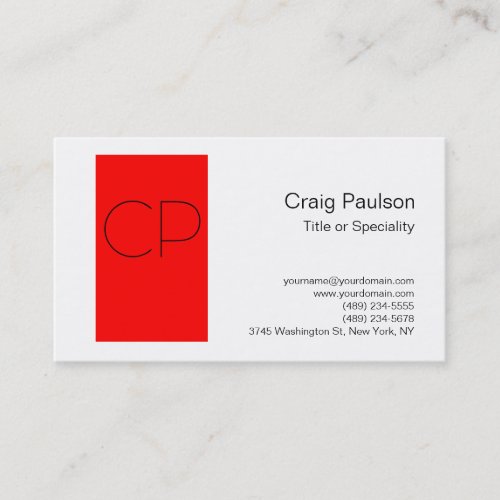 Trendy Black White Red Cute Monogram Business Card