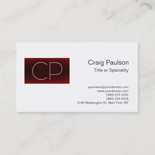 Trendy Black White Red Cute Monogram Business Card