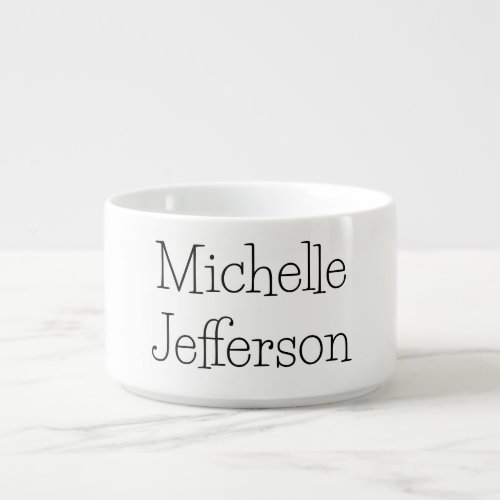 Trendy Black  White Script Name Chic Bowl