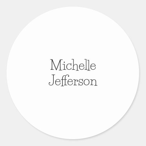 Trendy Black  White Script Name Chic Classic Round Sticker