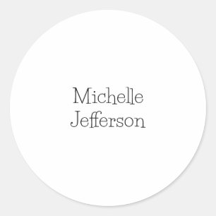 Trendy Black & White Script Name Chic Classic Round Sticker