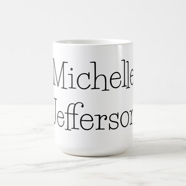 Trendy Black & White Script Name Chic Coffee Mug (Center)