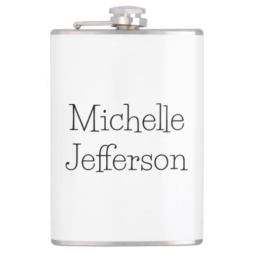 Trendy Black  White Script Name Chic Flask