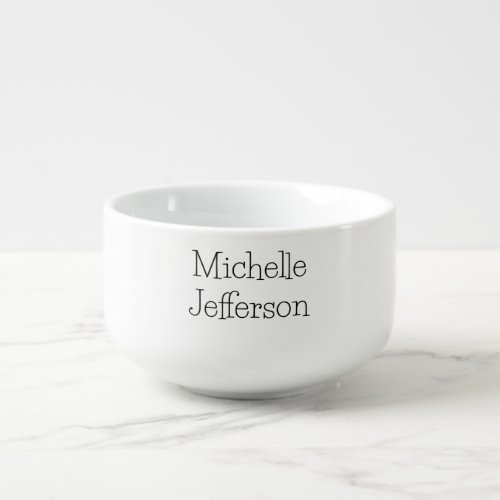 Trendy Black  White Script Name Chic Soup Mug