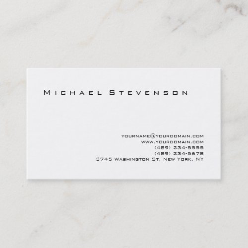 Trendy Black White Simple Plain Business Card