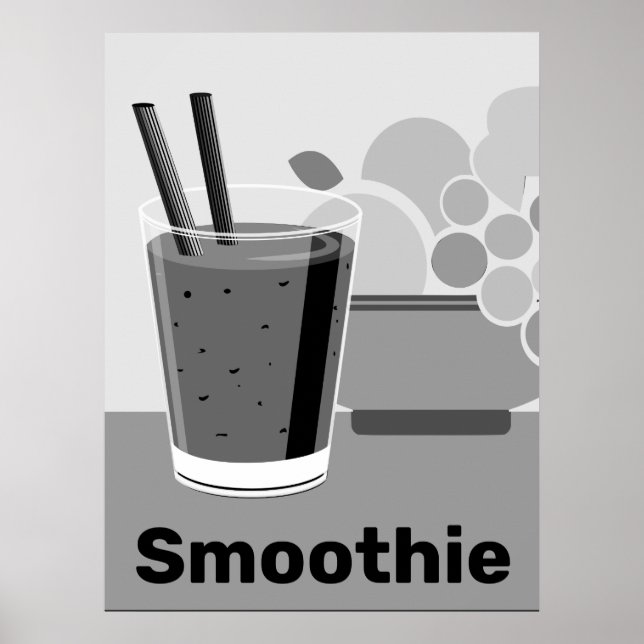 Trendy Black & White Smoothie Poster (Front)