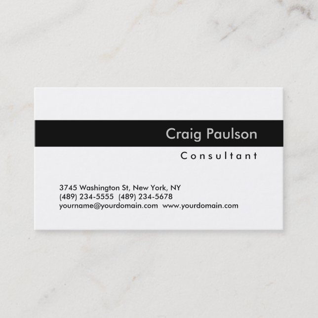 Trendy Black White Striped Business Card (Front)