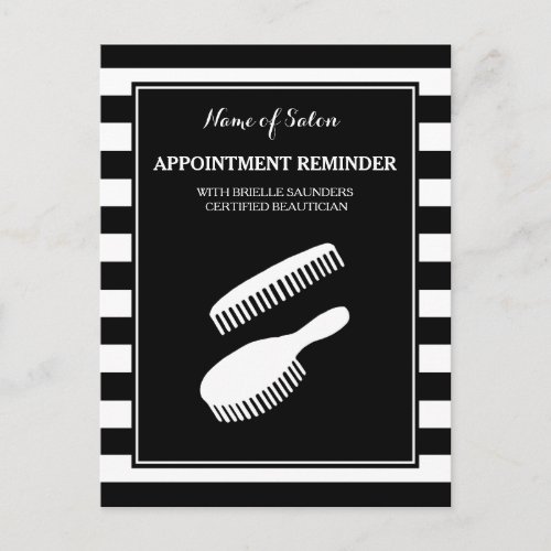 Trendy Black White Stripes Appointment Reminder Postcard