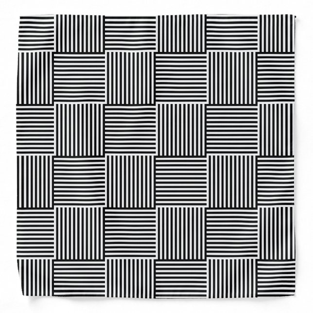 Trendy Black White Stripes Elegant Template Bandana (Front)