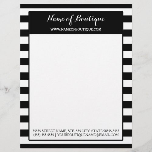 Trendy Black White Stripes Hair and Beauty Salon Letterhead