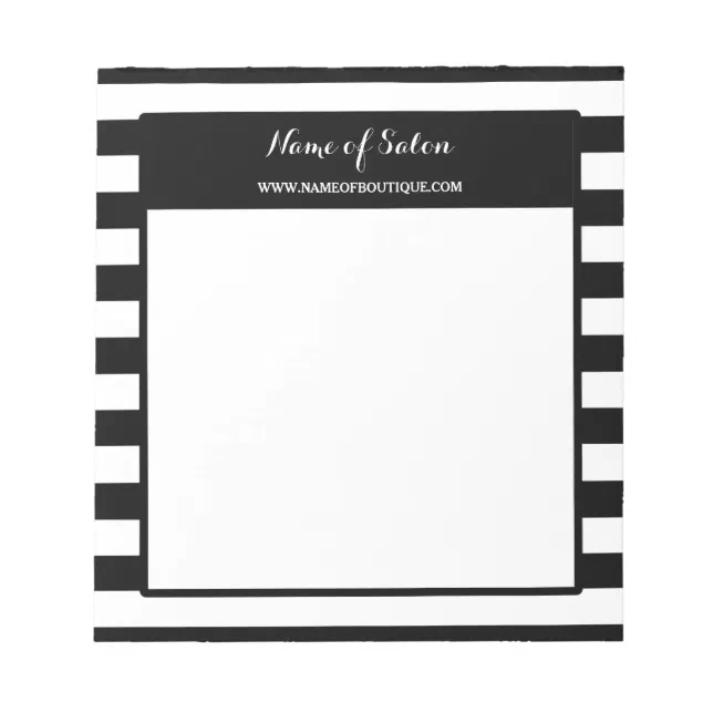 Saloon Notepad Trendy Black White Stripes Hair and Beauty Salon Notepad | Zazzle